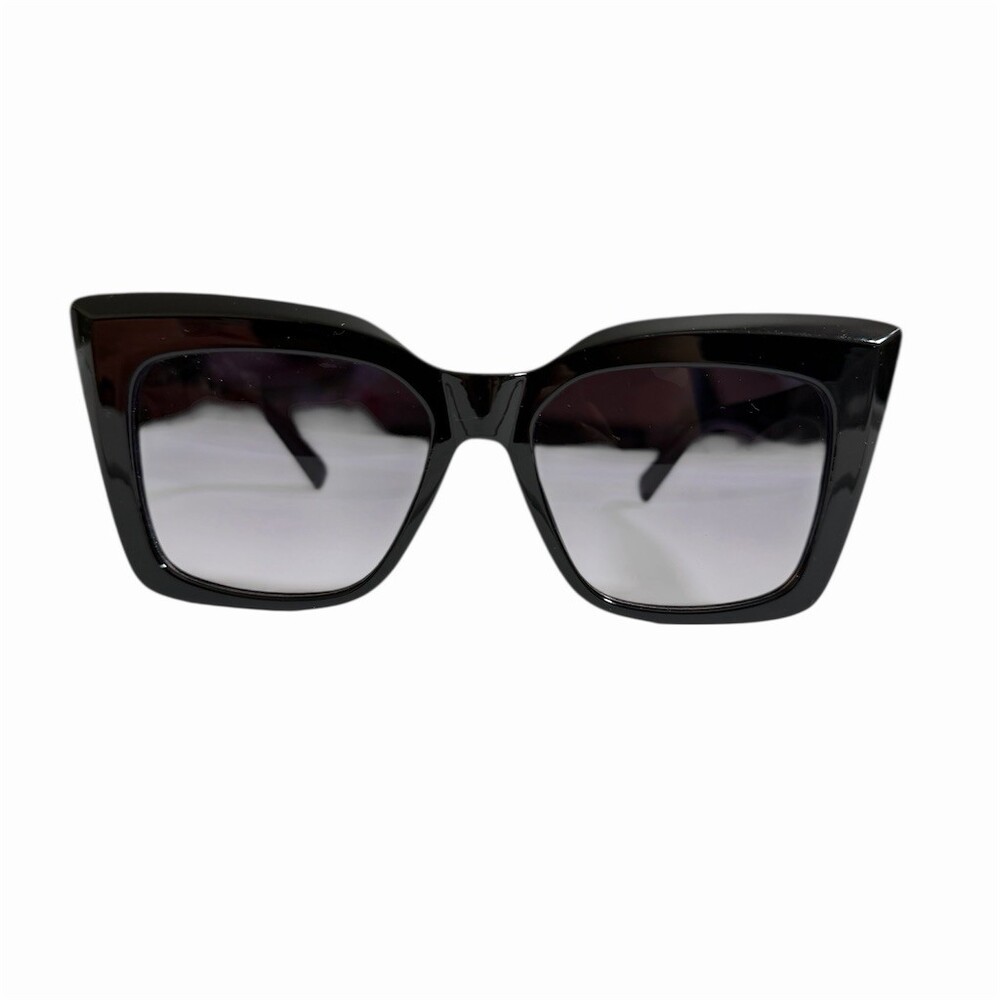 Oversized Square Cat Eye Sunglasses Black Frame Gray Lenses